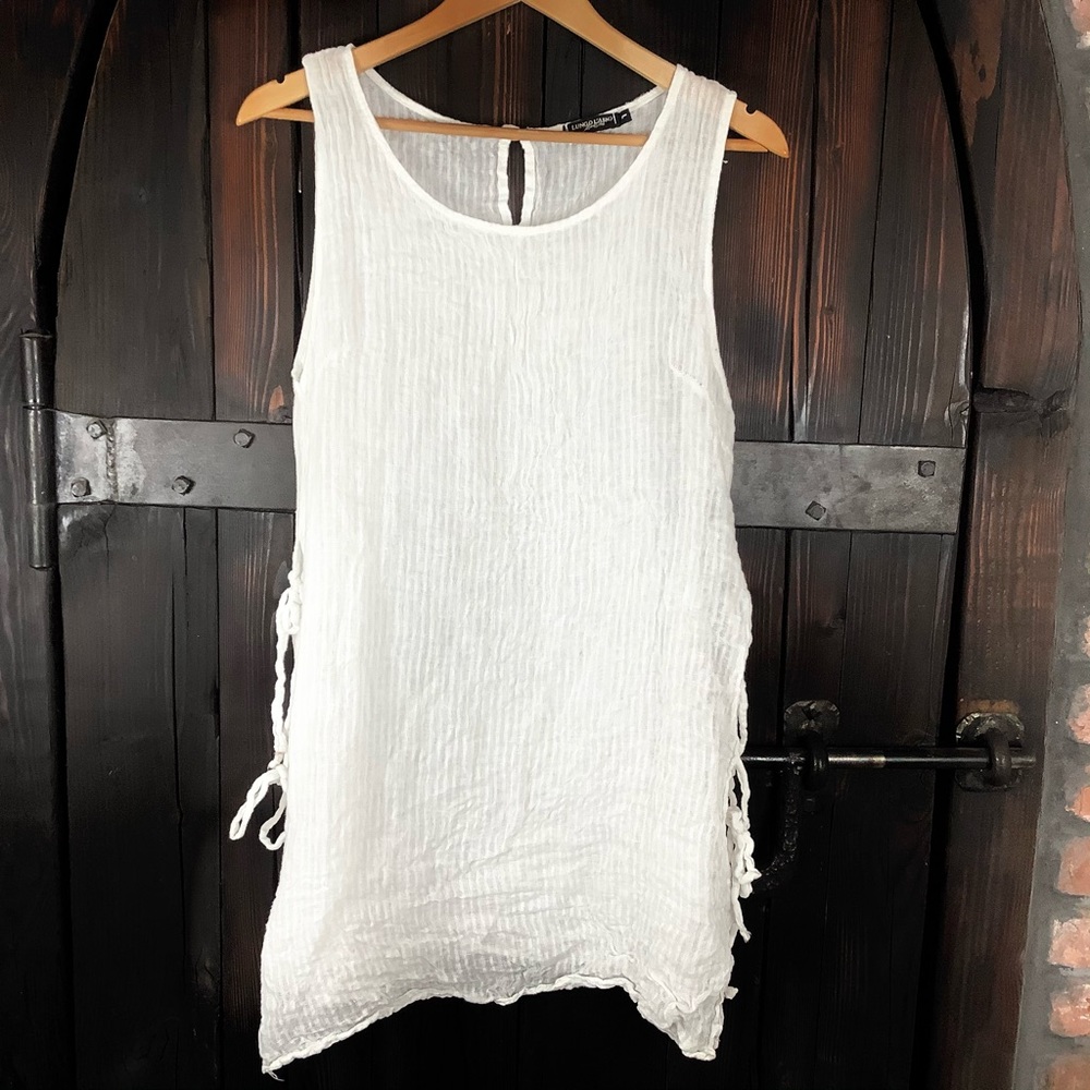 Lungo Lardo Linen side tie cover up top L